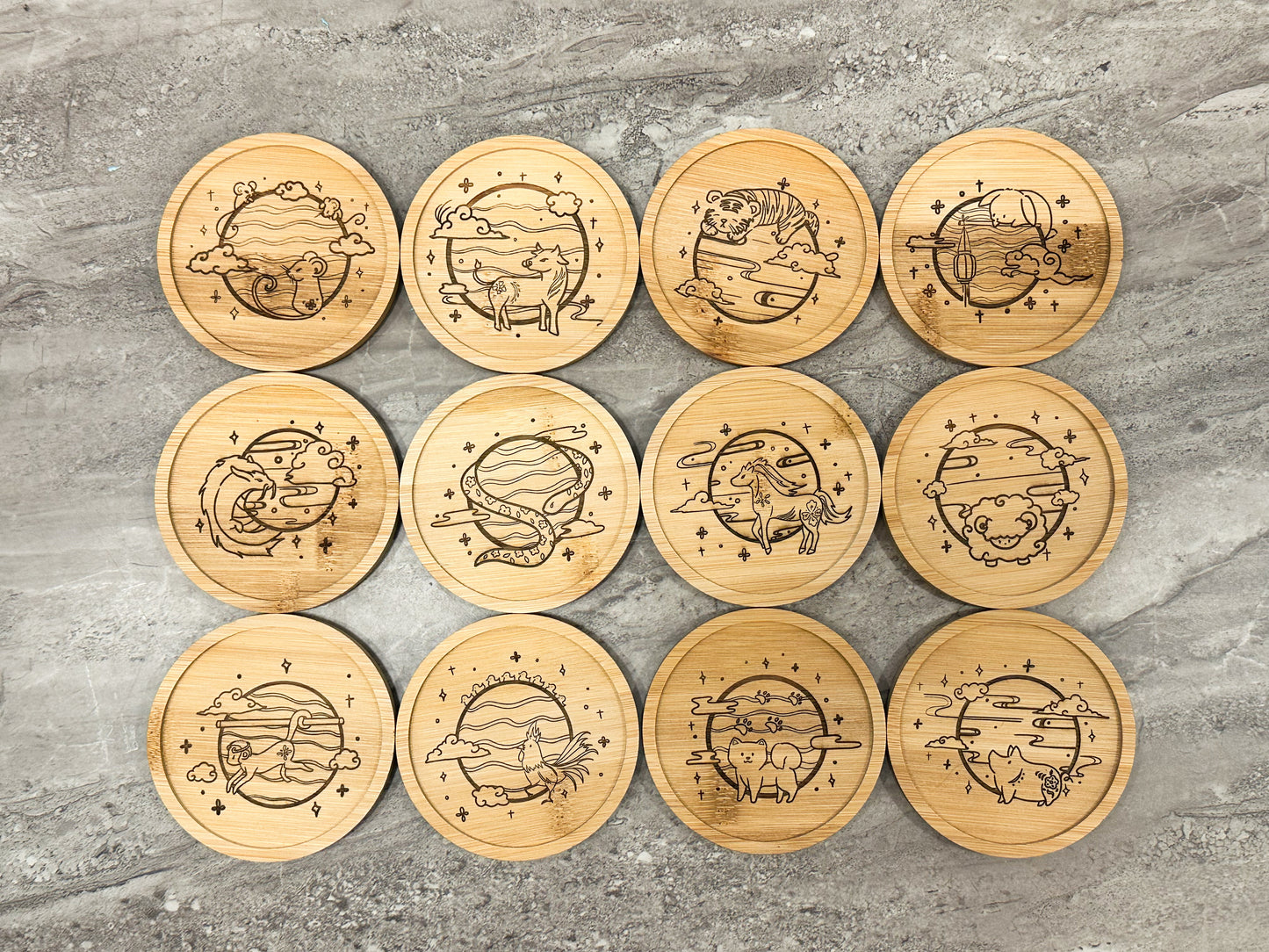 ALL 12 - Chinese Zodiac Coasters